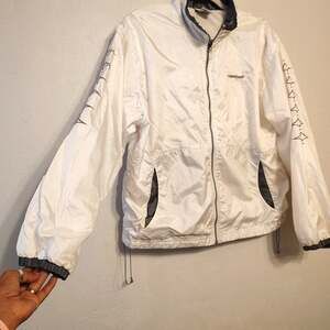 Y2K Streetwear Reebok Vintage White Windbreaker Jacket Spellout Womens L